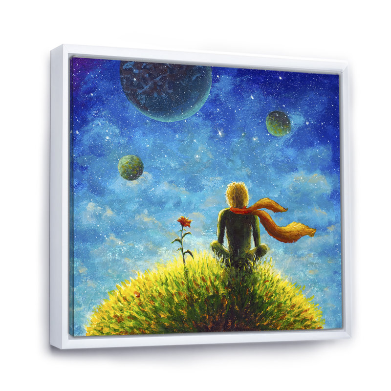 Petit Prince - peinture, H 30 po x l 30 po x P 1 po, Toile avec cadre flottant blanc