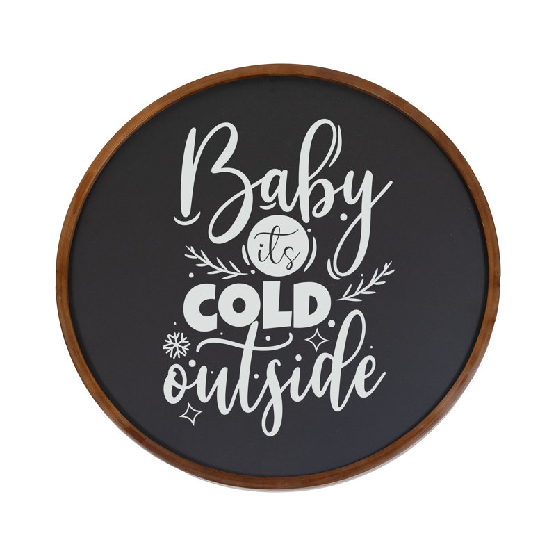 Round Magnetic Wall Chalkboard With Rustic Brown Frame