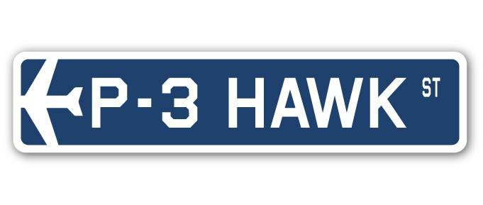 Plaque de rue militaire en aluminium Brassfield P-3 Hawk, H 6 po x l 24 po x P 1 po
