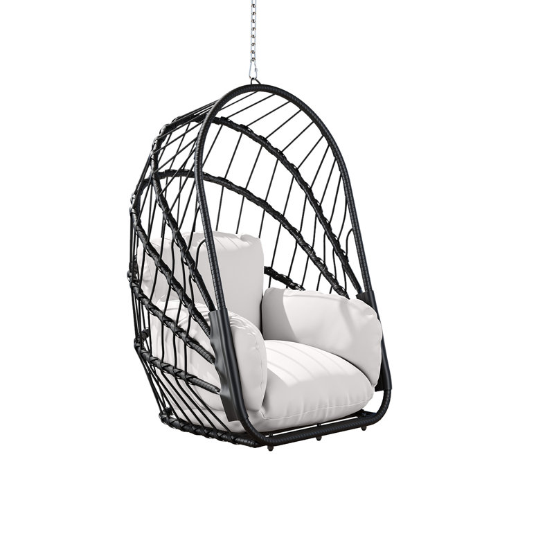 Fauteuil à œufs suspendu avec coussin, fauteuil à œufs pour porche, chambre à coucher ou salon, gris, Gris, Noir