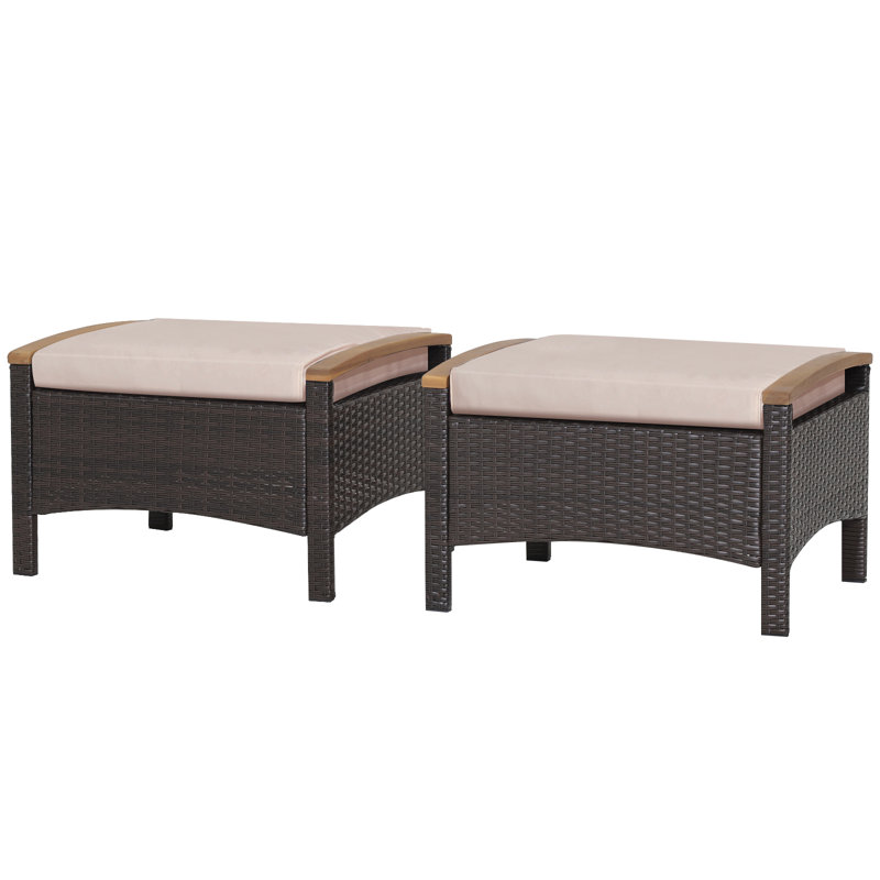 Repose-pieds d'extérieur avec coussin 2 pièces Berenices, Beige