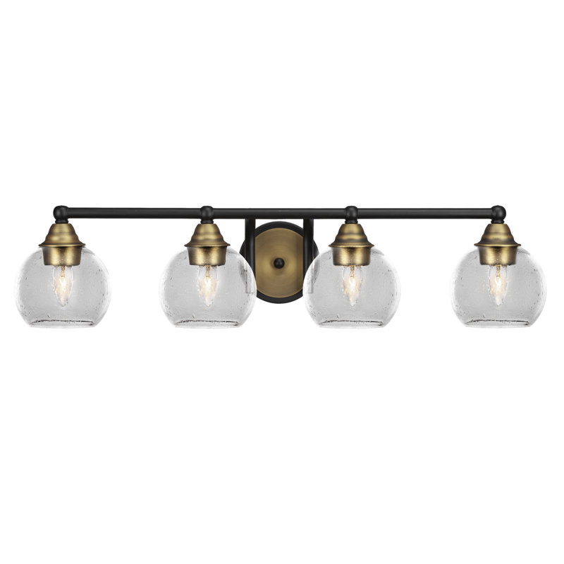 Michell 4-Light Bath Bar, Matte Black/Brushed Gold