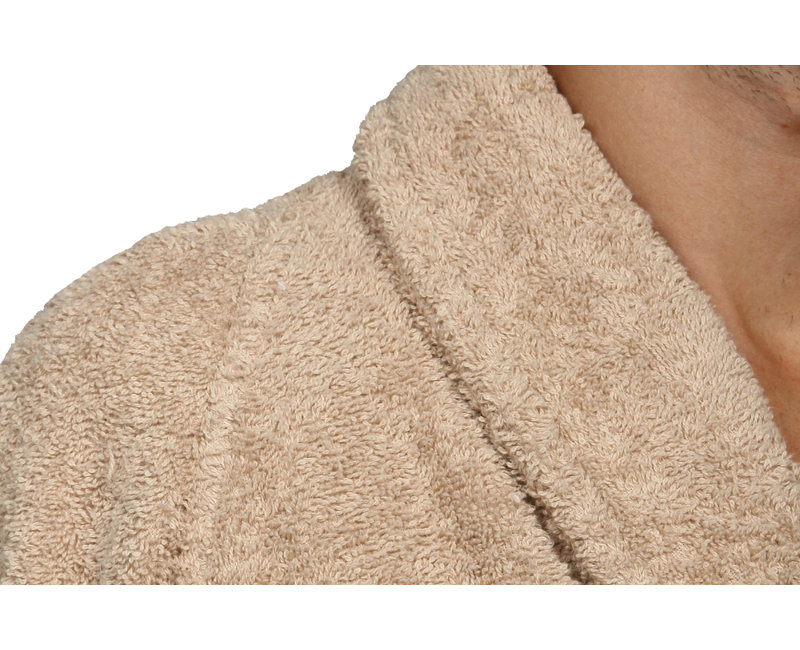 Peignoir mi-mollet en ratine 100 % coton avec poches Finnian, Taupe, Petit