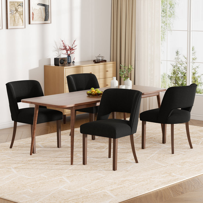 Chaise d'appoint rembourrée en bois massif, Noir