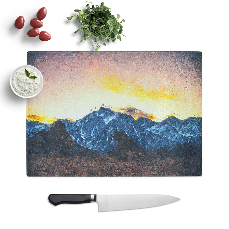 Tempered Glass Sky over the Mountain Top Chopping Board, 39 cm W x 28.5 cm L