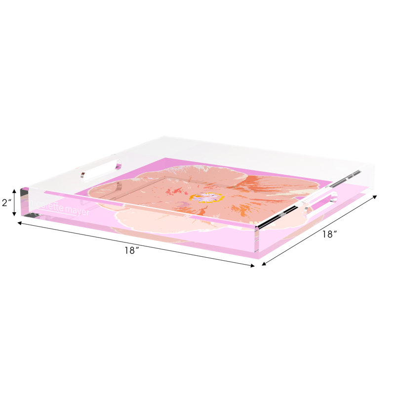 Decorative Tray, 18"W x 18"D x 2"H, Orchid