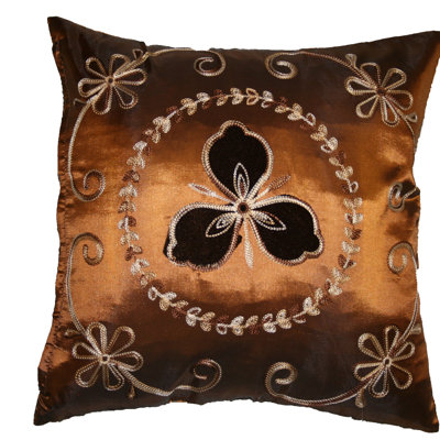 Housse de coussin décorative soyeuse en velours brodé