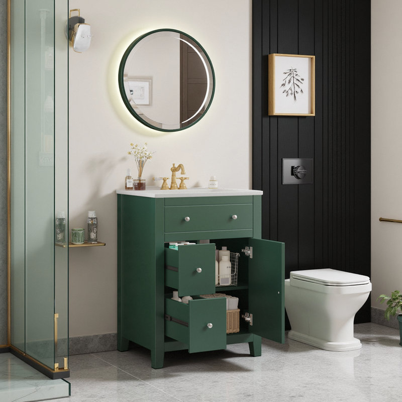 Meuble-lavabo 24 po avec lavabo en céramique, Vert