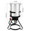 13*32inch Four-piece Set, Black Round Iron Stove Frame, Silver Aluminum 30qt Turkey Pot 10qt Fish Pot, Gas Fryer