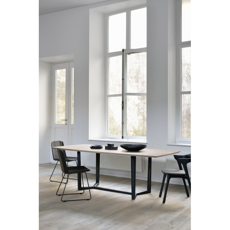 Bok Upholstered Dining Chair, Gray Polyester Blend/Acrylic, Black