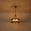 Lustre tambour rustique 5 lumières rustique, finition industrielle noir mat et brun, hauteur réglable
