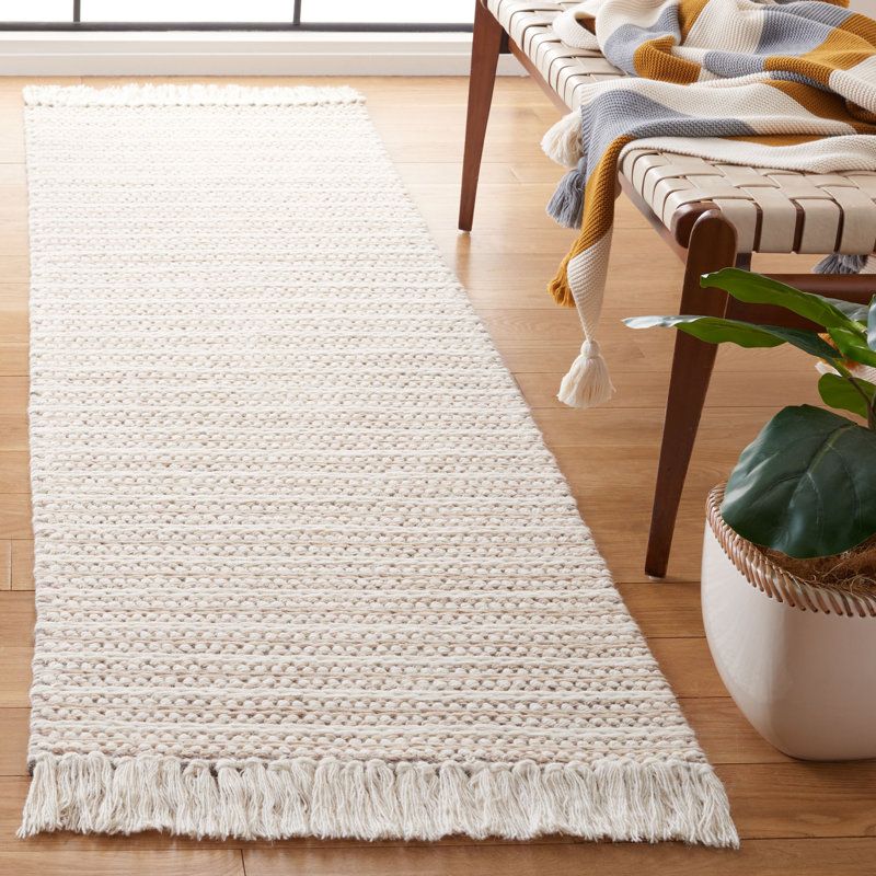 Tausin Hand Woven Wool Striped Rug, Runner 2'3" x 8'