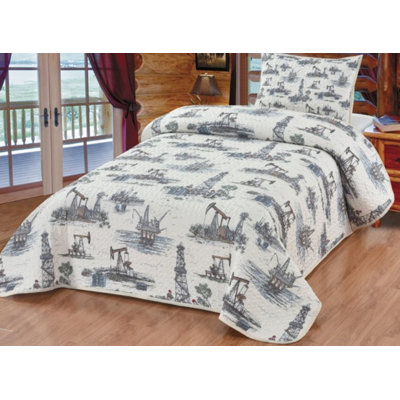 Oilfield Legacy Twin Quilt Set Rustic Farmhouse Bedding