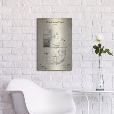 Drum and Cymbal Blueprint Patent Parchment Metal Wall Art