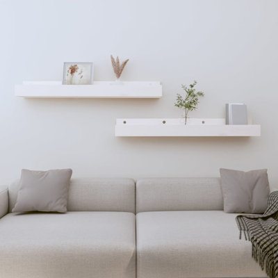 Wall Shelves 2 Pcs Solid Wood Pine