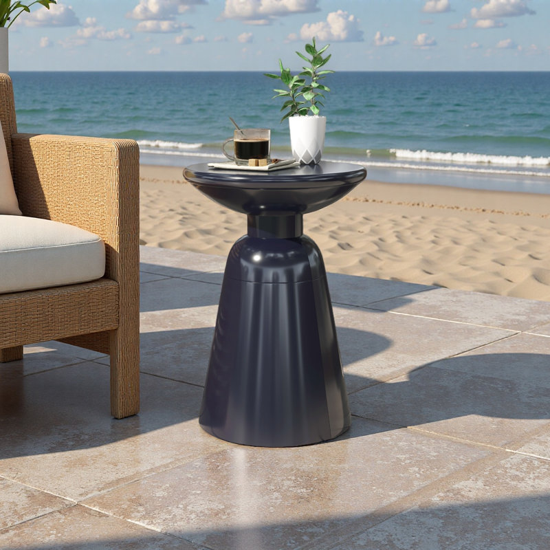 Outdoor Metal End Table-Large, Blue
