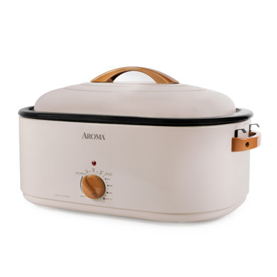AROMA® 22Qt. Roaster Oven with Self-Basting Lid, Fits 26-lb. Turkey, Adjustable Temperature Settings, Keep Warm Setting, Stainless Steel