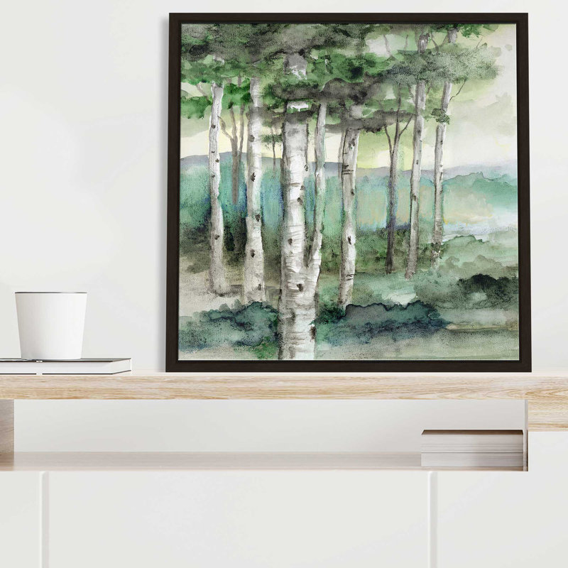 Bear Mountain par Nan - Peinture, L 21,5 po x H 21,5 po, Encadrement brun