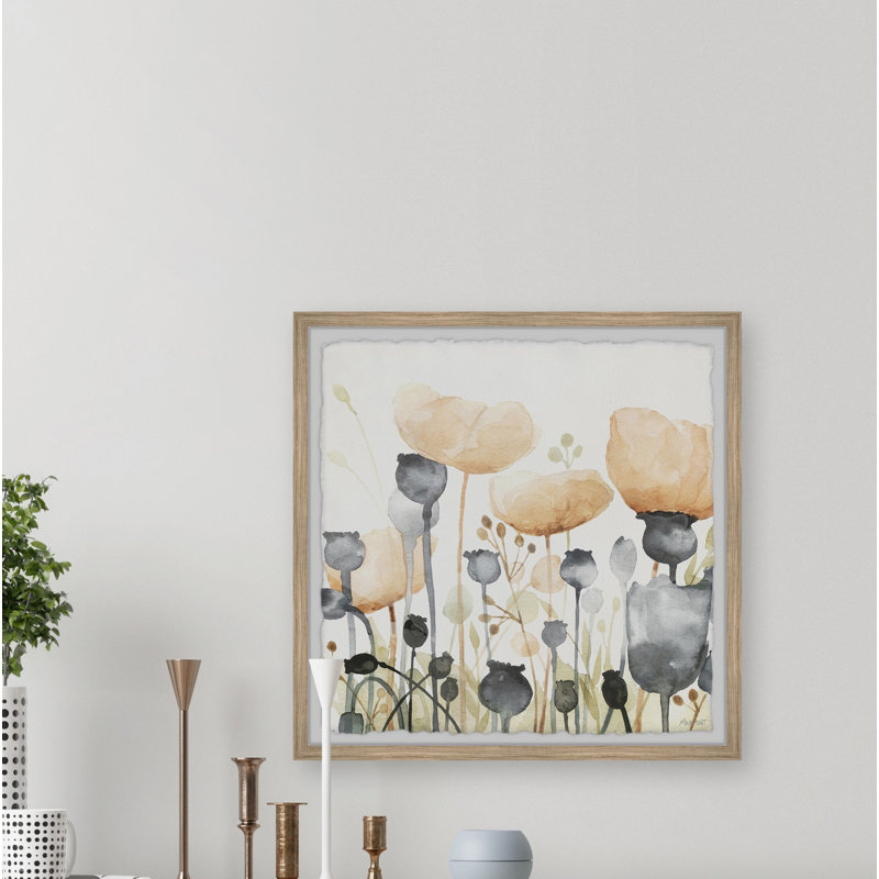 Orange And Black Buds - Single Picture Frame Painting, 61cm H x 61cm W x 3.81cm D