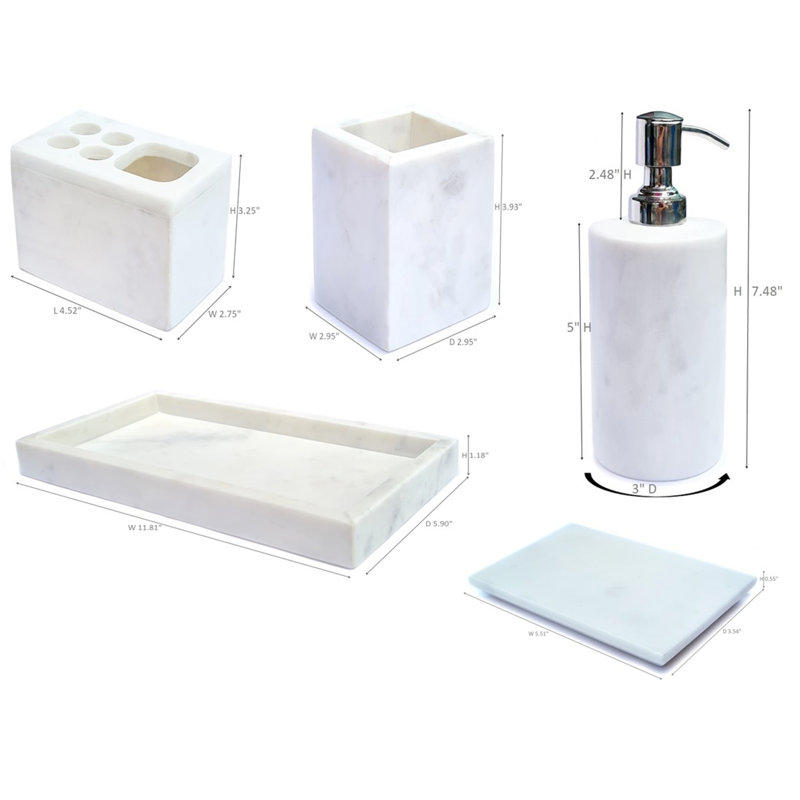 Marble Bathroom Accessory Set