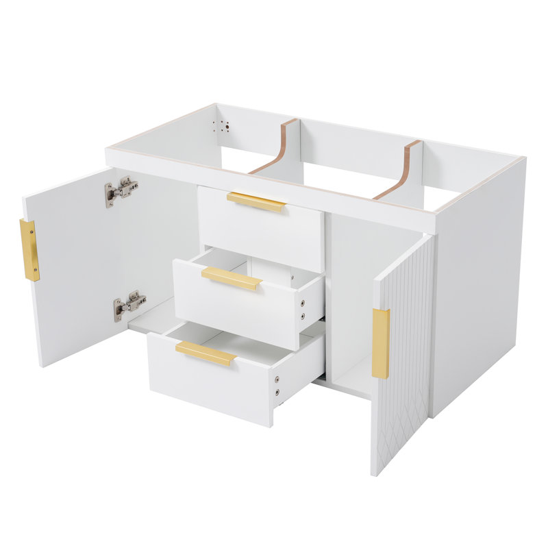 Meuble-lavabo mural sans lavabo, Blanc / Blanc