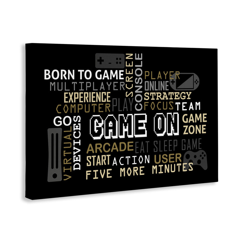 Toile typographique «Game On Gamer», conception de Kim Allen, H 16 po x l 24 po