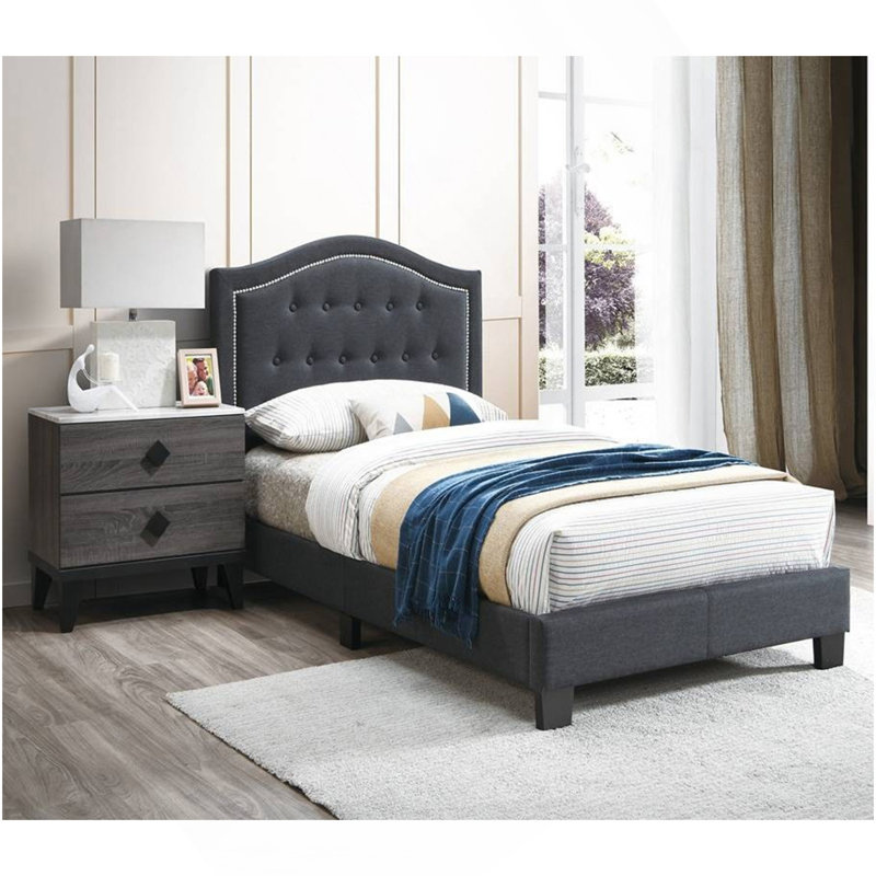 Mobilier de chambre à coucher 1pc, Lit simple, Gris anthracite