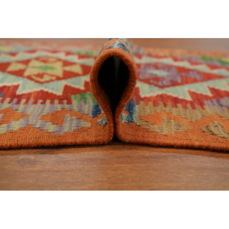 Tapis kilim à motif géométrique éclatant 2X3