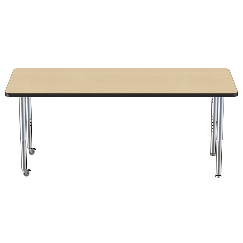 Table rectangulaire d'activité rectangulaire avec pieds réglables, 30" x 72", Érable / noir, Super