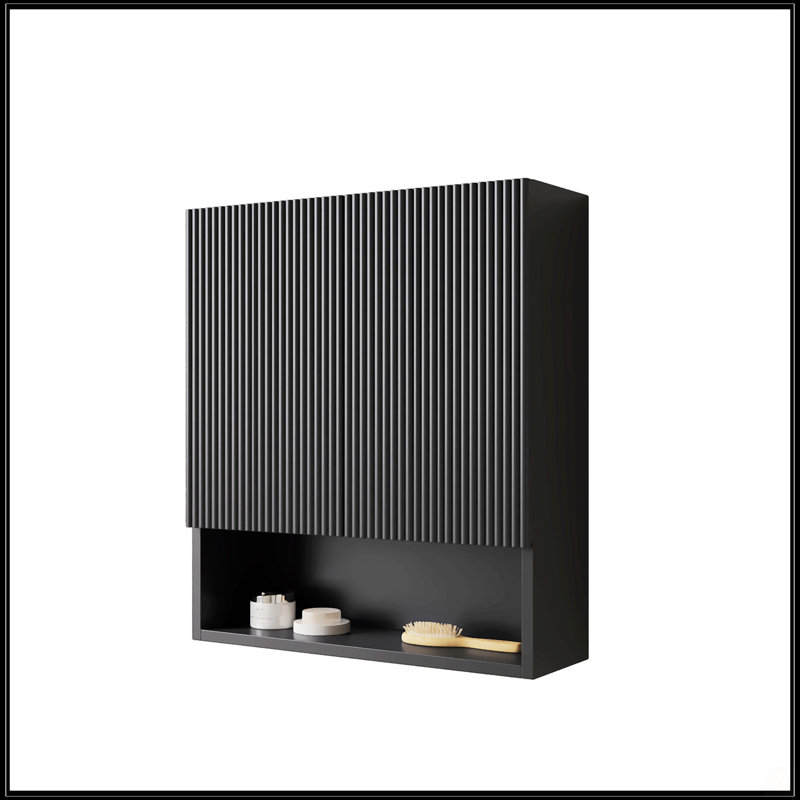26" Wall-Mounted Striped Bathroom Cabinet