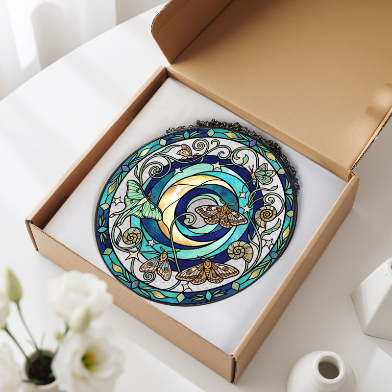 Panneau de vitrail en verre coloré, 7,8 heures, H 7,8 po
