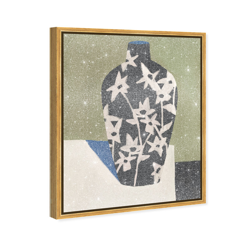 Noir Vase Canvas Abstract Print by Oliver Gal, Black Frame, 16 x 20, 25"H x 21"W, Gold Floater Frame