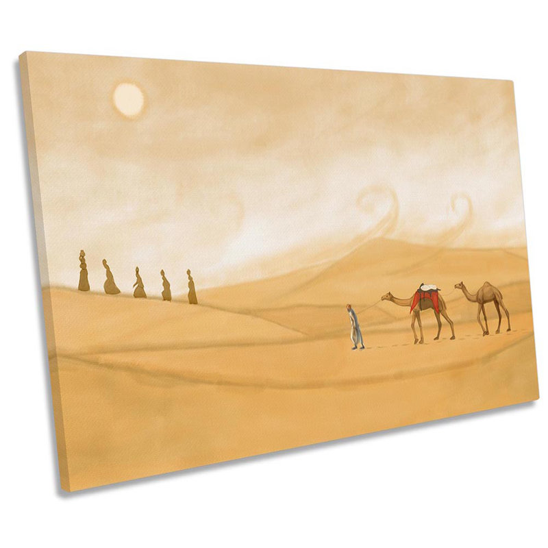Desert Camels Middle East - Wrapped Canvas Print, 30.5cm H x 45.7cm W x 2cm D
