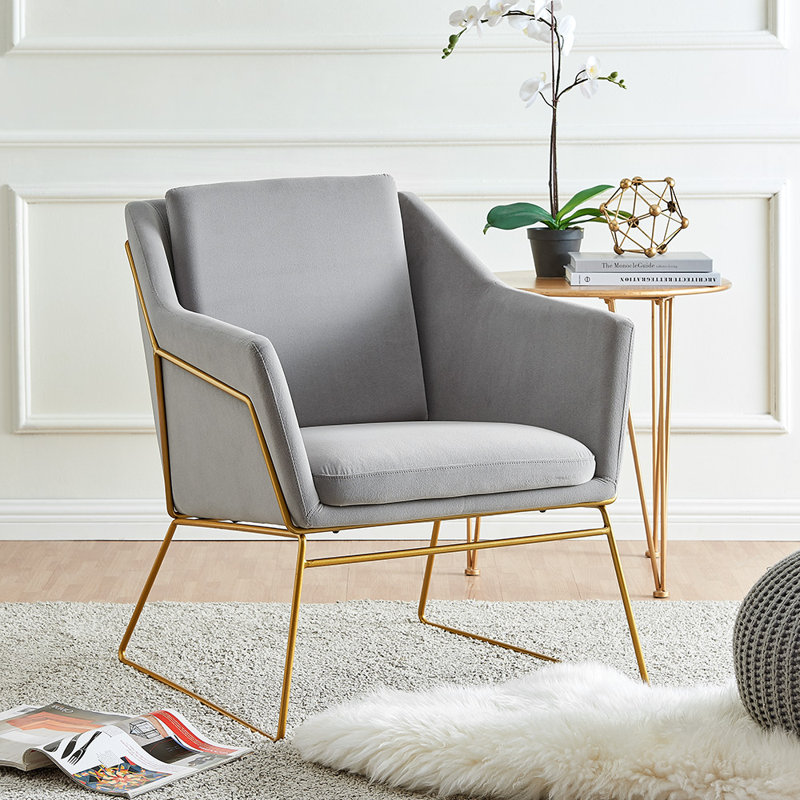 Talia Velvet Armchair, Grey