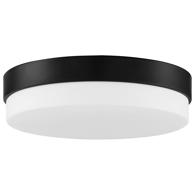 Jamita Glass LED Flush Mount, 3" H x 11" W x 11" D, Matte Black
