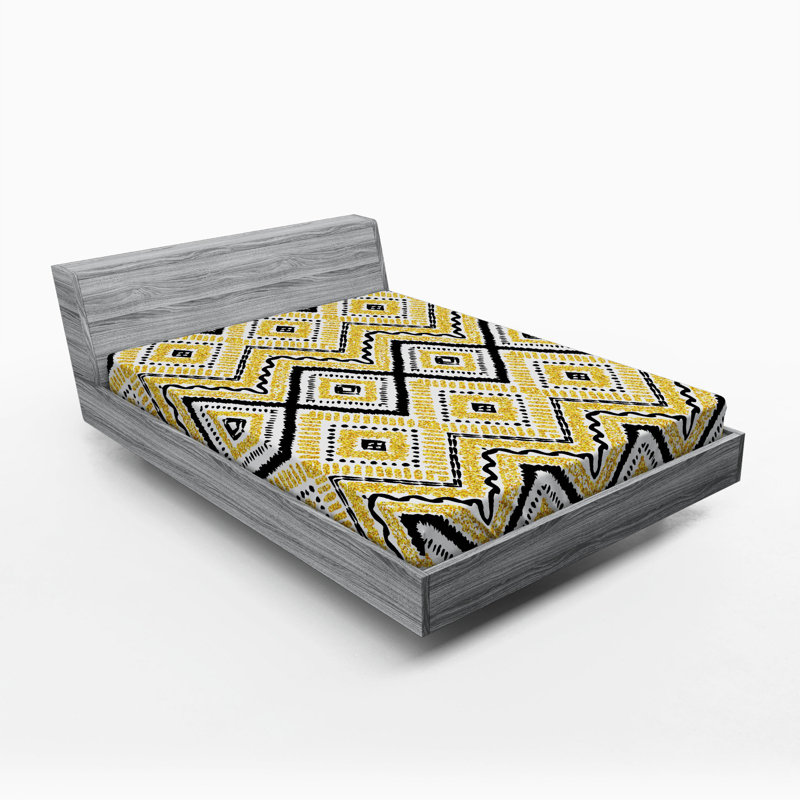 Microfiber Geometric Fitted Sheet, Full Fitted Sheet