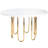 Heanue 7-Piece Solid Wood Dining Set with Jacksonport 51" Round White Wood Dining Table and 6 Velvet Curved Chairs – Gold and White Modern Glam Dining Set-512404983