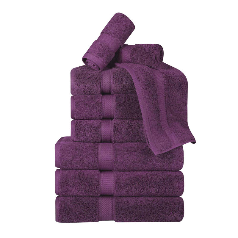 Scotia Egyptian Cotton Bath Towel Set, Plum, 9Pc Towel Set  (3Bath, 3Hand, 3Face)