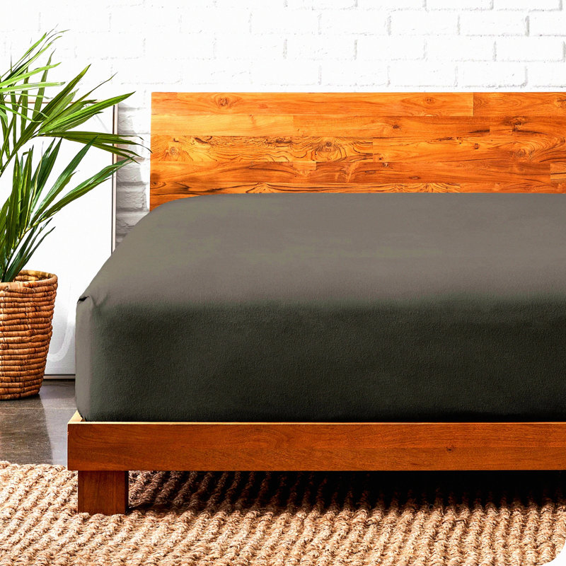 Soft Flannel Queen Bottom Sheet - Deep Pocket Grey - Heavyweight Double Brushed - Fitted - Soft & Cozy Bedding