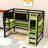 Loft Bed with Dual-Level Storage Shelves, Smart Tech Integration, and Desk-734764196-734764216
