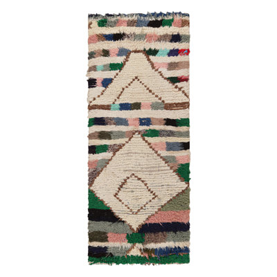 One-of-a-Kind 2'8"x7' 1950s Wool Area Rug