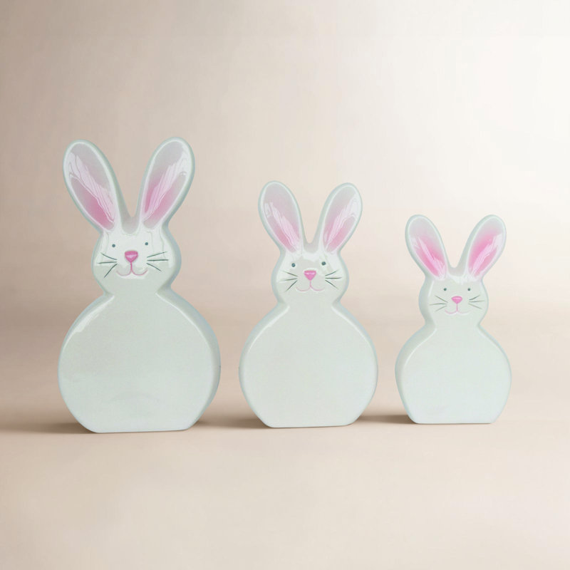 Décoration en forme de lapins rigides en céramique 11,25 po Manitoba