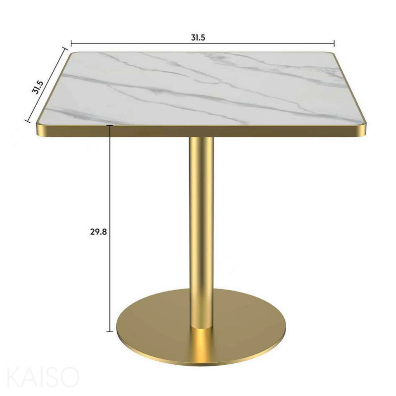 Table carrée bistro moderne tulipe 31,5 pouces avec plateau en faux marbre, facile à assembler, structure en métal robuste
