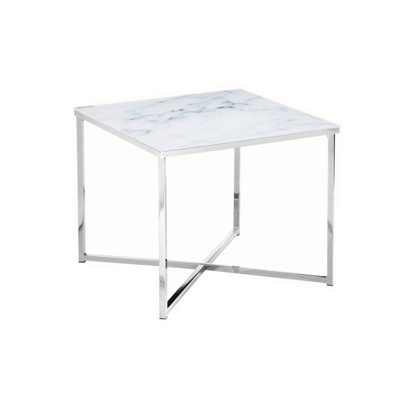 Jarratt End Table, White, Chrome