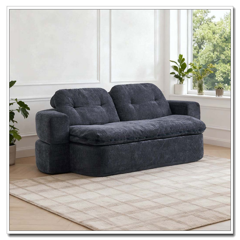 Canapé moderne avec 2 coussins, Gris brun