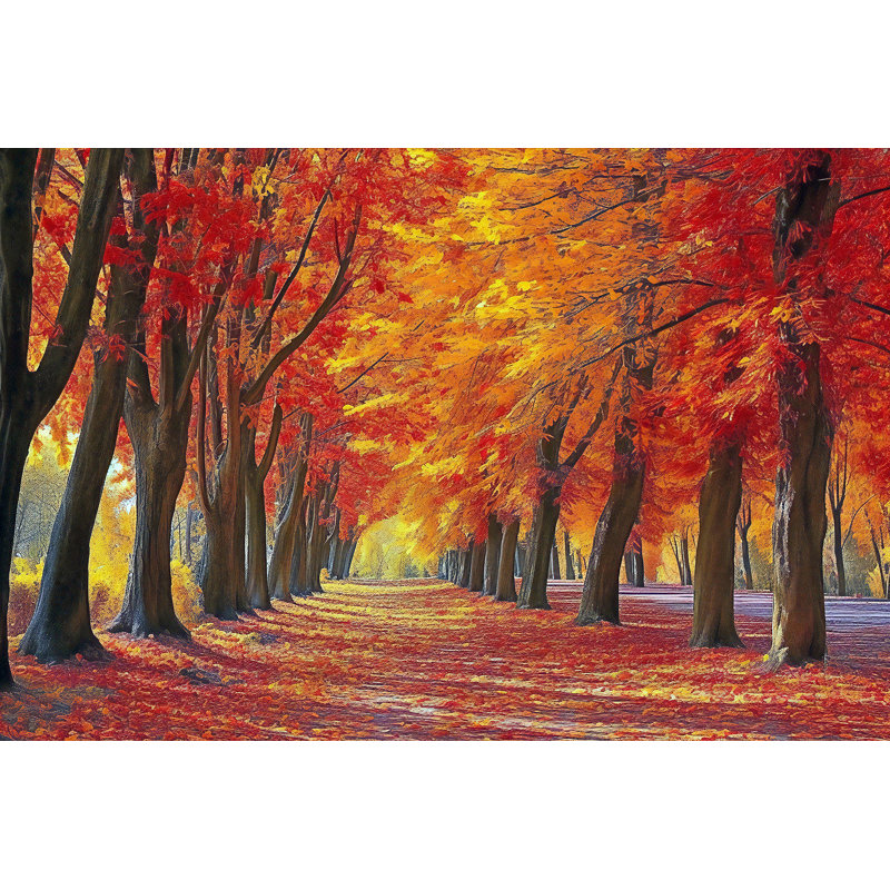 «Autumn Aisle in Crimson», art mural sur toile tendue, H 36 po x l 42 po