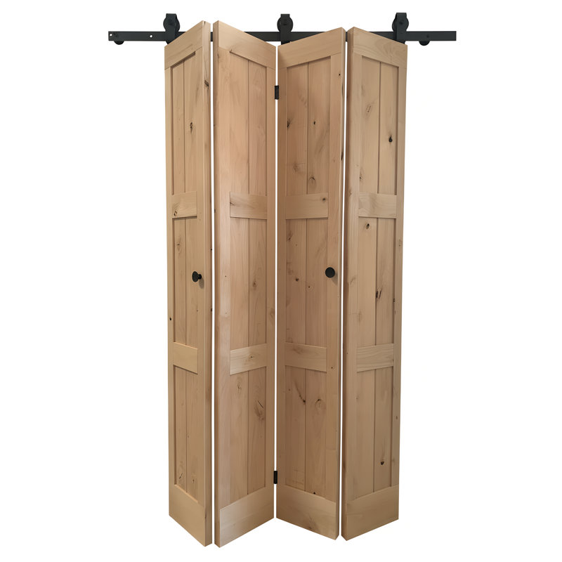 Porte pliante en bois d'aulne 84 po avec quincaillerie coulissante pliante, 26 po x 84 po, 2
