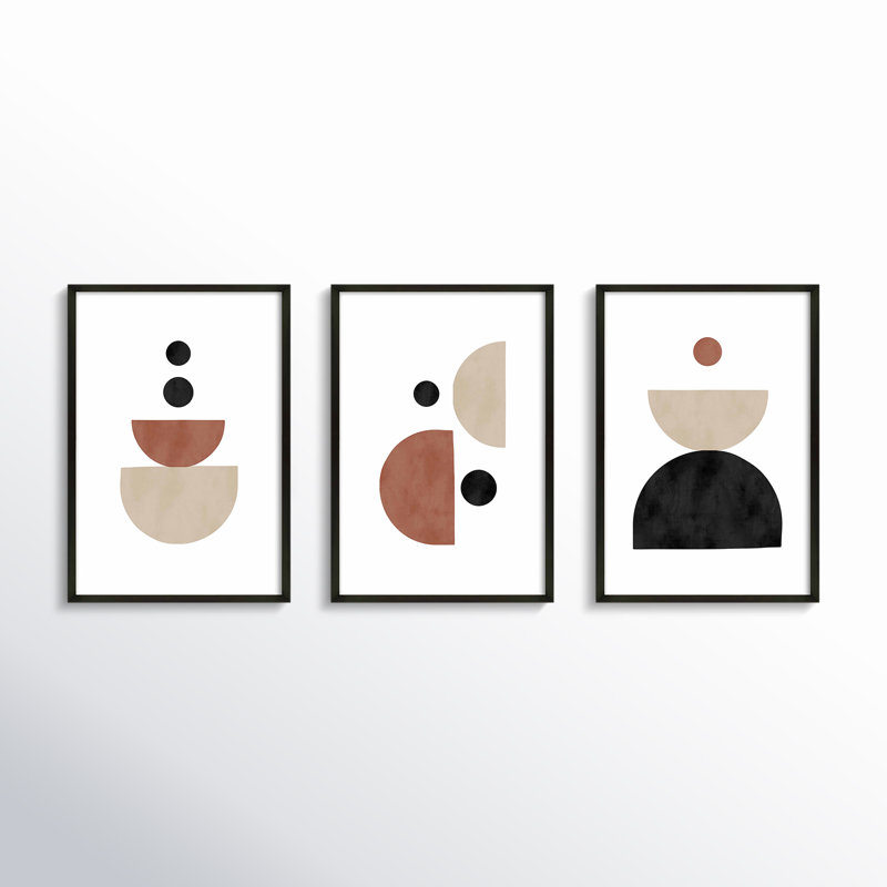 Geometric Shapes Print by Romina Gadler, 20" H x 14" W x 1.25" D, Black Framed Paper