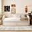 Twin Size Upholstered Daybed with Pop-Up Trundle & USB Charging Ports, Beige-375307970