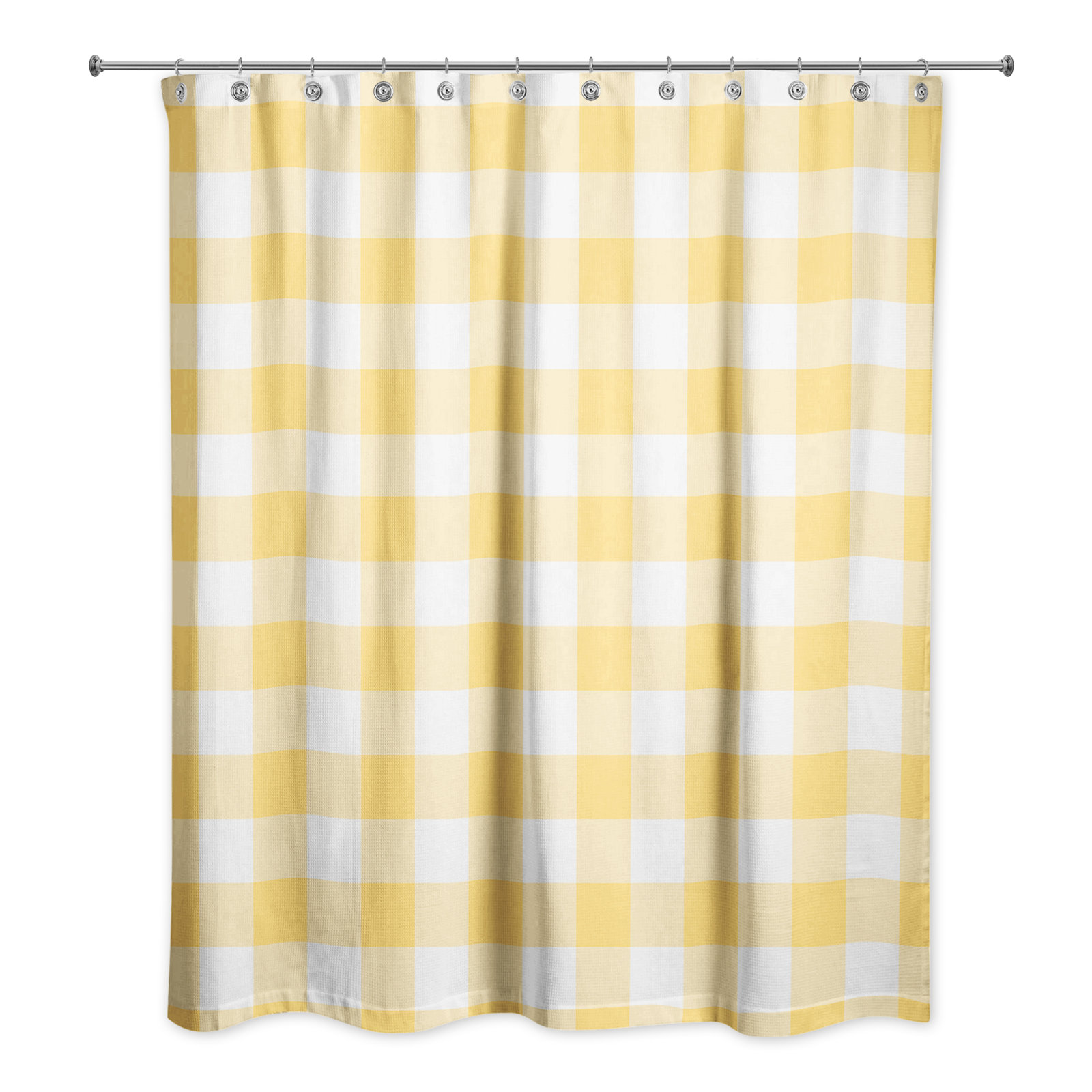 Hanka Plaid Shower Curtain, Yellow